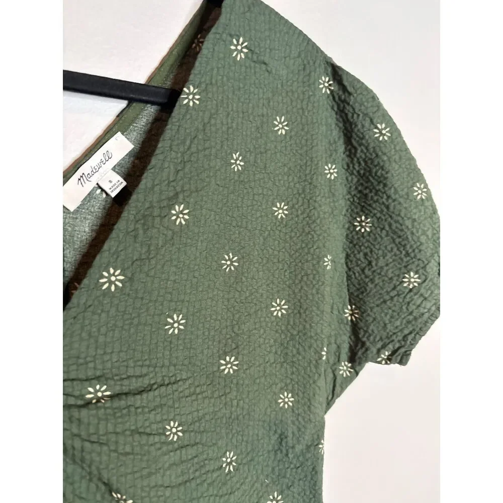 Madewell Voile Puff-Sleeve Top in Floral Dark Green